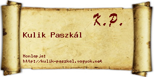 Kulik Paszkál névjegykártya